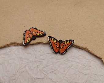 6/20/100 pcs Butterfly Shape Wooden Pendant , Printed Painted Wood Craft , Unfinished Natural Wood Cutout Earring Dangle Drop Charm , BW0019