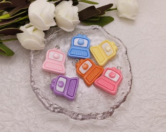 6/20 pieces plastic laptop notebook computer PC pendant charm , resin handmade jewelry finding necklace earring decoration accessory BP0760