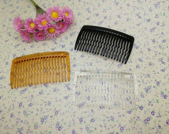 20 teeth plastic hair comb headband blank , resin hair head band barrette clip hairband jewelry DIY accessory black brown clear color BH0040
