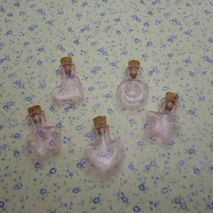 2/10 pieces pink color small mini glass bottle with cork , glass jar vial wedding party wish bottle pendant charm , 5 shapes option , BB0023