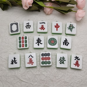 6/20 pieces plastic mahjong pendant charm , resin handmade craft jewelry making DIY finding necklace earring decoration accessory , BP0999