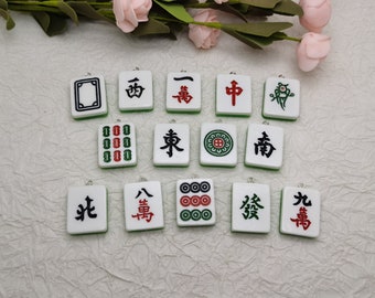 6/20 pieces plastic mahjong pendant charm , resin handmade craft jewelry making DIY finding necklace earring decoration accessory , BP0999