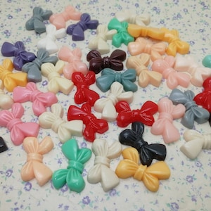 10/50 pieces plastic bowknot bow knot flat back cabochon charm , mix color resin flatback cab decoration jewelry bead pendant finding BP0051