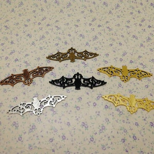 6/20 Pieces Metal bat wing Pendant Necklace Earring Keychain Charm Jewelry DIY Finding Antique Bronze Silver Gold Black Copper Color BM0098