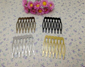 6/20/50 stuks 7 tanden metalen platte haarkam hoofdband blanco, haarhoofdband haarspeld clip accessoire haarband bruiloft sieraden vinden BH0028