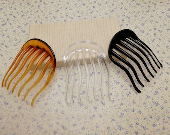 7 teeth plastic hair comb headband blank , resin hair head band barrette clip hairband jewelry DIY accessory black brown clear color BH0043