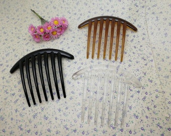 6/20/50 pcs 7 teeth plastic hair comb headband blank , resin hair head band barrette clip hairband accessory black brown clear color BH0035