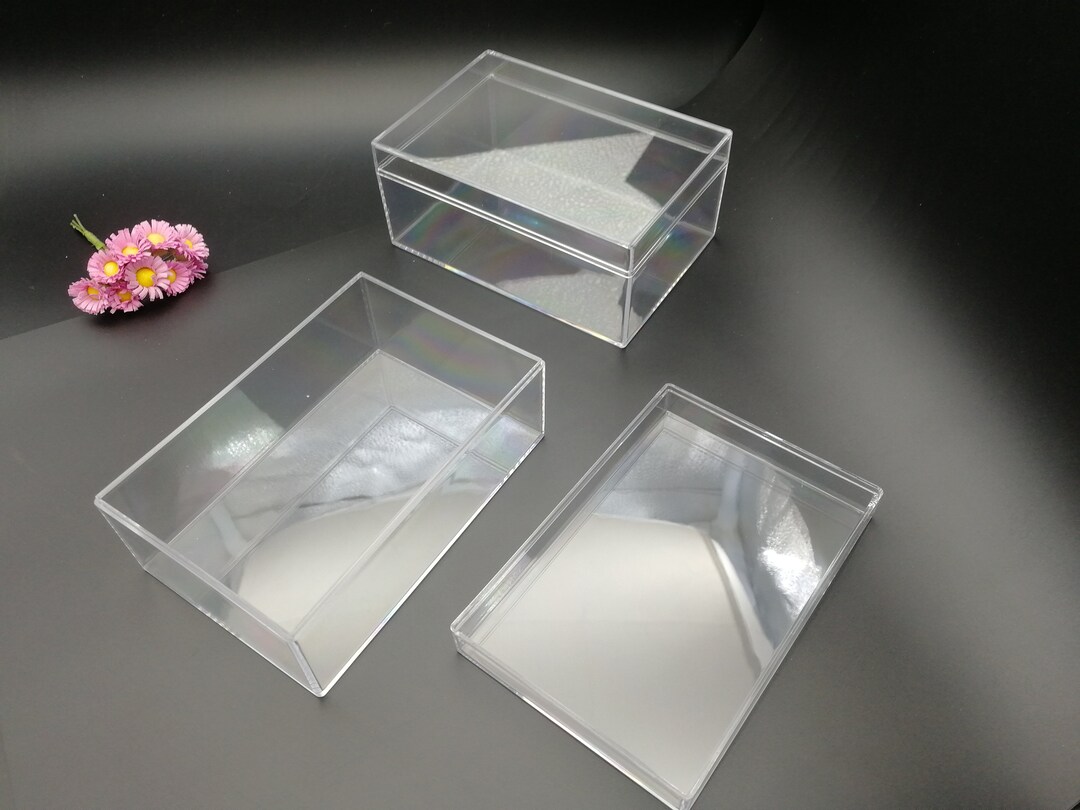 2 Pieces 125x85x55mm Rectangle Shape Clear PS Plastic Box , Jewelry ...