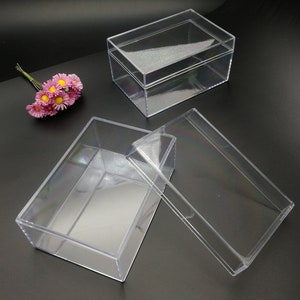 2 pieces 100x70x50mm rectangle shape clear PS plastic box , jewelry bead tool wedding party gift display storage acrylic resin box , BB0115