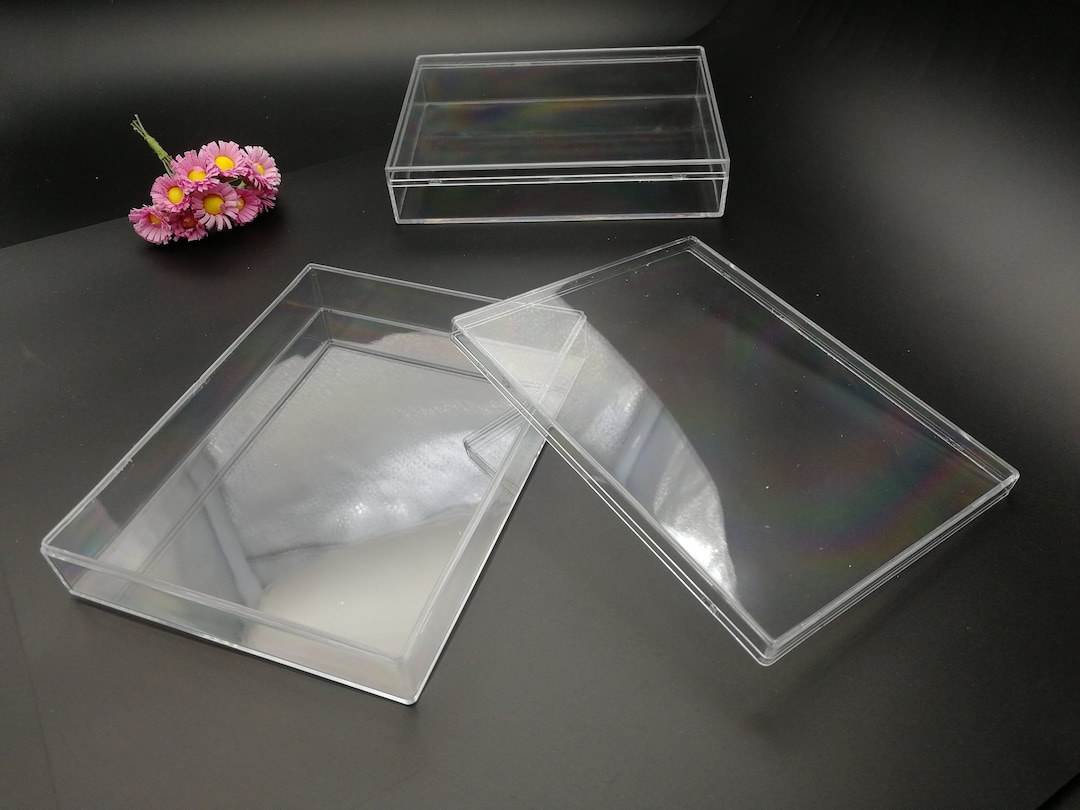 2 Pieces 130x100x25mm Rectangle Shape Clear PS Plastic Box , Jewelry ...