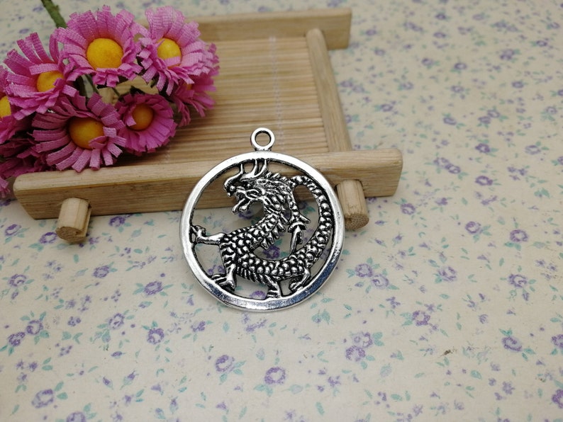 10pcs antique silver color 36x32mm metal Chinese dragon pendant charm handmade jewelry making DIY finding earring necklace drop BM116