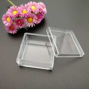 6/20/100 pieces 40x40x24mm square clear PS plastic box , jewelry bead earring tool wedding party gift display storage acrylic resin , BB0054