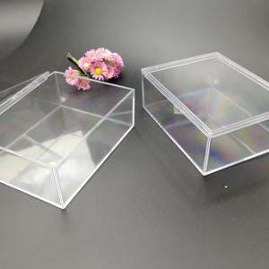 2 Pieces 100x78x38mm Rectangle Shape Clear PS Plastic Box , Jewelry ...