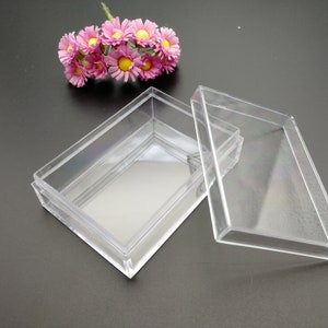 4 pièces 70x50x22mm forme rectangulaire boîte en plastique PS transparent, bijoux perle outil fête de mariage cadeau affichage stockage boîte en résine acrylique, BB0062