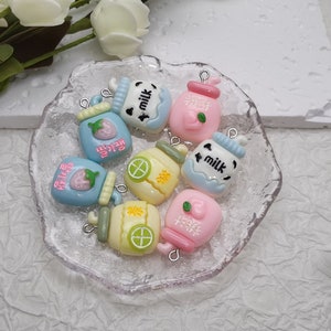 6/20 pieces plastic milk tea coffee cup bottle pendant charm , resin handmade jewelry finding necklace earring decoration accessory , BP0012