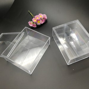2 Pieces 100x78x38mm Rectangle Shape Clear PS Plastic Box , Jewelry ...
