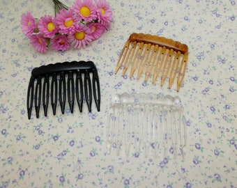 9 teeth plastic hair comb headband blank , resin hair head band barrette clip hairband jewelry DIY accessory black brown clear color BH0041
