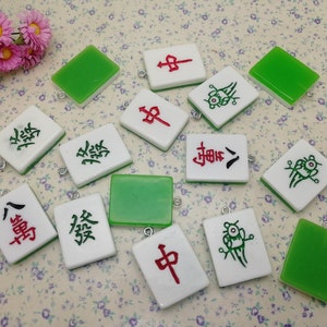 6/20 pieces plastic mahjong pendant charm , resin handmade craft jewelry making DIY finding necklace earring decoration accessory , BP0243