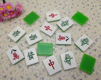 Breloque pendentif mahjong en plastique 6/20 pièces, fabrication de bijoux artisanaux faits main en résine, accessoire de décoration de boucles d'oreilles pour collier, BP0243