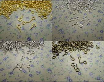 100/500 pieces 9x4 mm screw eye hook pin for pendant bottle , eye bails eyepin clasp eyehook finding gold silver antique bronze color BF0039