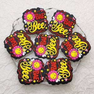 Silicone Bead Bae Bee Focal Bead for Pen Bracelet Necklace Keychain Lanyard , Honeybee Hornet Silicone Bead in Bulk DIY Charm Finding BS0794