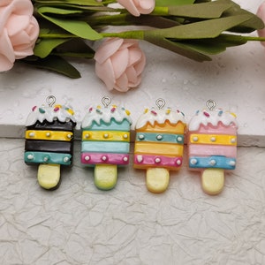 6/20 pieces plastic ice cream pendant charm , resin handmade craft jewelry making DIY finding necklace earring decoration accessory , BP0875