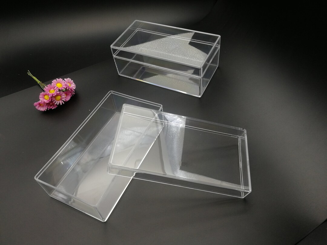 2 Pieces 130x70x50mm Rectangle Shape Clear PS Plastic Box , Jewelry ...
