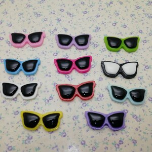 10/50 pieces plastic sunglasses sun glasses flat back cabochon charm , mix color resin flatback cab decoration bead pendant finding , BP0110