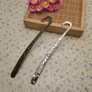 2/10 Pieces Metal Flower Hair Fork Pin Stick Pick Band Hairpin Headband Accessory , Antique Bronze Silver Gold Color Bookmark Charm BM0709