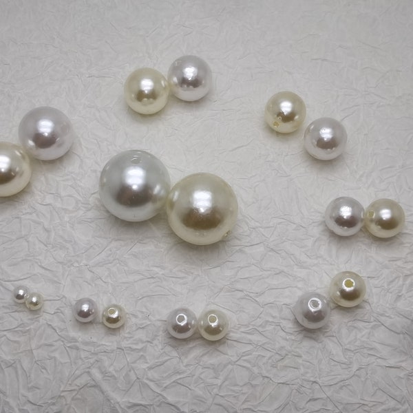 white color plastic round pearl ball bead 6mm 8mm 10mm 12mm 14mm 16mm 18mm 20mm 25mm  , faux artifical pearl bead resin charm finding BP0020