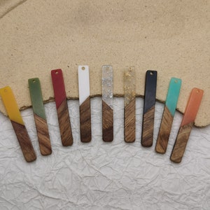 2/10/50 pieces Wood & Resin Earring Components Boho Charm Plastic Long Strip Bar Rectangle Shape Earring Dangle Drop Finding Pendant BW8042