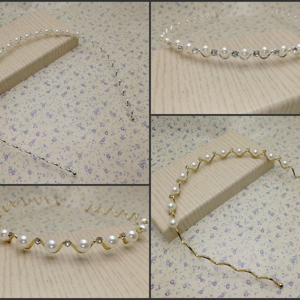 2/10 pieces faux pearl crystal headband , bridal wedding bridesmaid diamante tiara swarovski hair head band barrette jewelry hairband BH0008