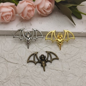 10/50 Pieces Metal bat wing Pendant Necklace Earring Keychain Charm , Handmade Jewelry DIY Finding Antique Bronze Silver Gold Color , BM0101