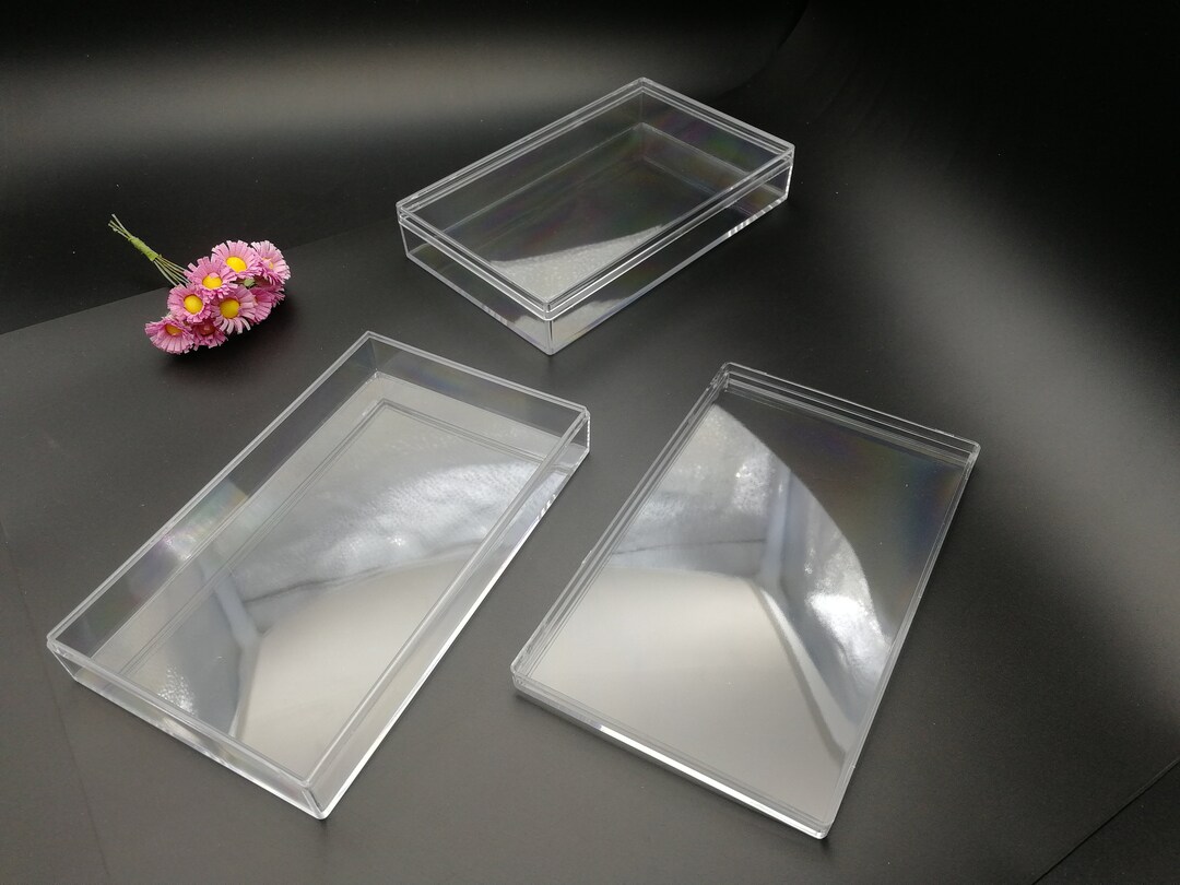 2 Pieces 145x90x25mm Rectangle Shape Clear PS Plastic Box , Jewelry ...