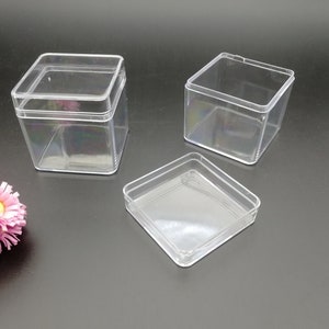 6/20 pieces 40x40x40mm square shape clear PS plastic box , jewelry bead earring tool wedding party gift display storage acrylic resin BB0083