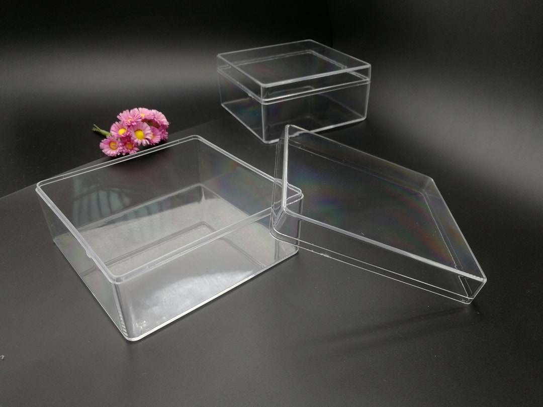 2 Pieces 105x105x50mm Square Shape Clear PS Plastic Box , Jewelry Bead ...