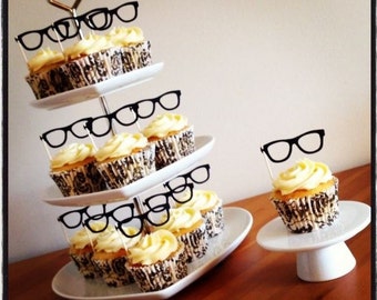 CAKE TOPPER GLASSES | geek specs design | cup cake flag | food pick | birthday wedding party decoration | optician frames | unique quirky