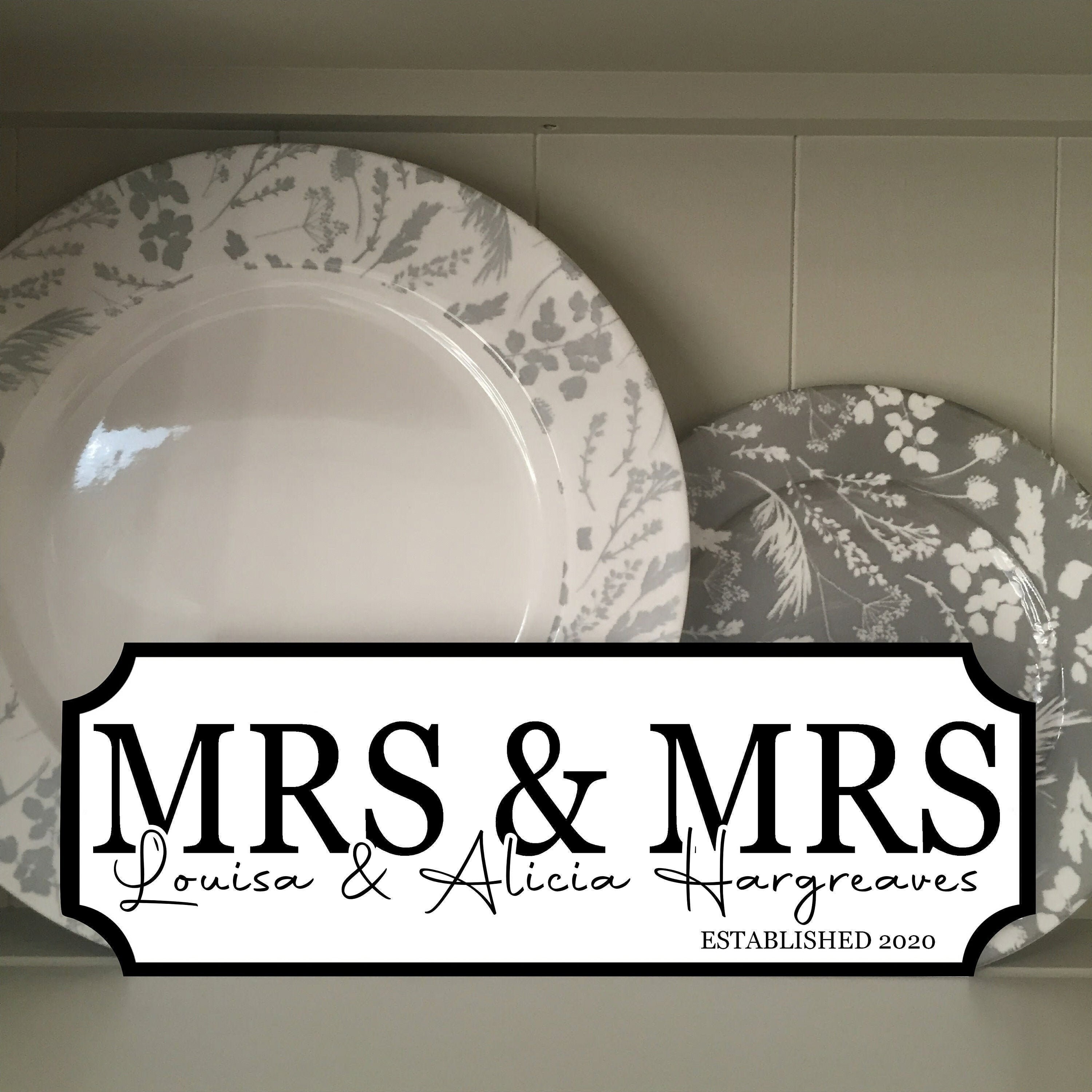 MRS &amp; MRS sign PERSONALISED Name Family Plaque Acrylic | Etsy