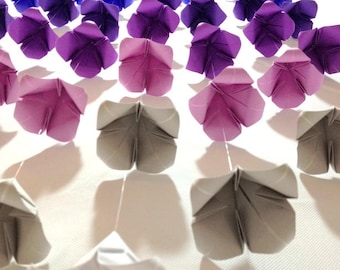 Origami Wedding Flowers, Wedding Flower Garlands, Ombre Origami Cranes, Origami Garland, Flower Backdrop, Ombre Purple Origami Cranes