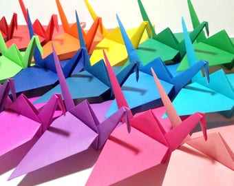 EXTRA Large Origami Cranes, CUSTOM COLOR Origami, Custom Size Origami, Giant Origami Cranes, Rainbow Origami Wedding, Store Window Display