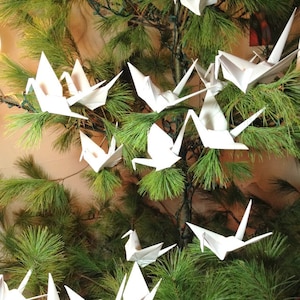 Large Christmas Tree Cranes, Origami Cranes, Large 9 Inch Tree Cranes, Origami Wedding, White Peace Crane, Origami Ornaments, Origami Crane image 1