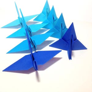 Ombre Blue Origami Cranes, Origami Garlands, Origami Cake Toppers, Origami Crane, Origami Flowers, Origami Crane Garland, Place Card Holder image 1