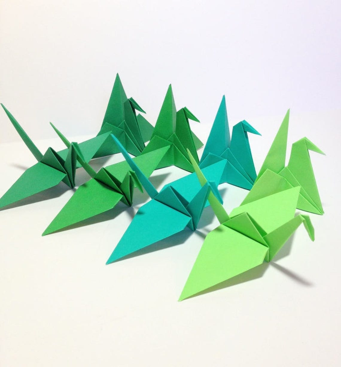 Green Origami Cranes Origami Garland Cake Toppers Mobile Etsy