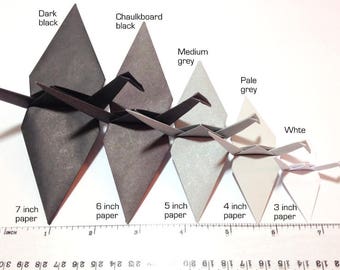 Black Ombre Origami, Origami Cranes on Strands, Origami Garlands, Store Window Display, Restaurant Display, Photo Backdrop, Large Origami