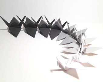 Origami Cranes, Black & White Ombre Origami, Origami Crane Garlands, Store Window Display, Wedding Backdrop, Origami Restaurant Display