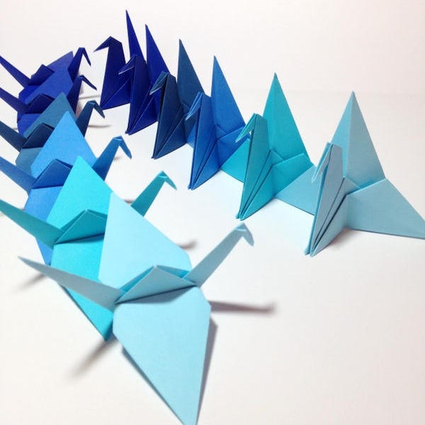 Ombre Blue Origami Cranes, Nautical Blue Origami Cranes, Garland, Cake Toppers, Backdrop, Place Card Holder, Blue Ombre, Ocean Blue Colors