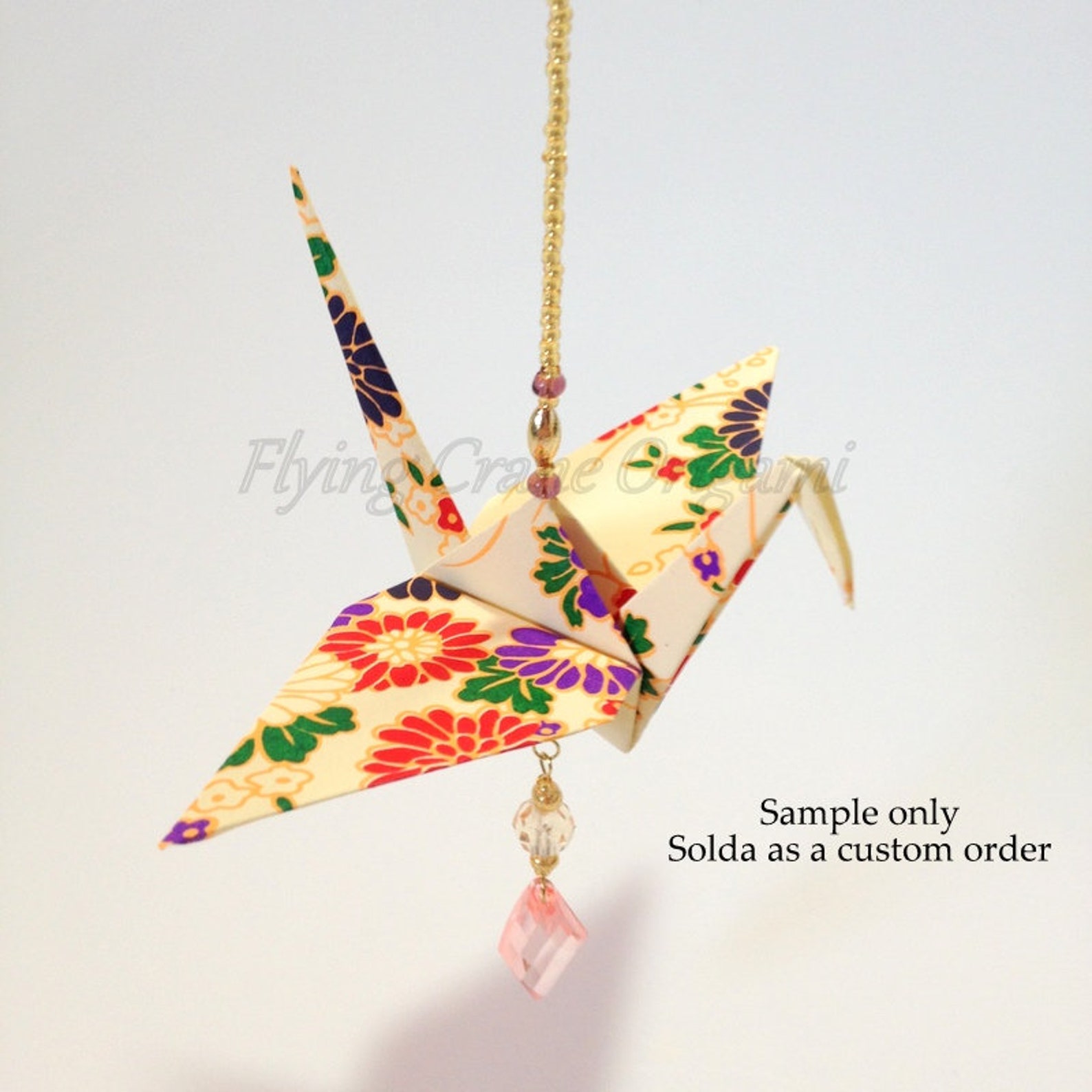 Origami Beaded Crane Ornament Hanging Ornament First - Etsy
