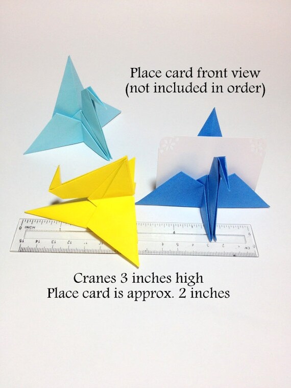 Black Periwinkle Ivory Origami Cranes Place Card Holders Japanese Table Setting Table Decorations Japanese Party Origami Place Setting