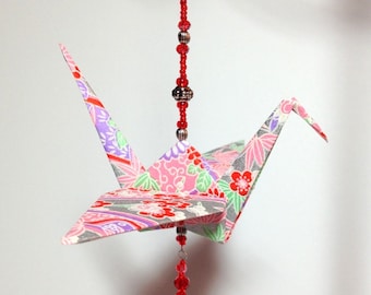 Origami Crane Ornament, Origami Cranes, Christmas Origami, Japanese Cranes, Red Origami Ornament, Japanese Decoration, Origami Sun Catcher