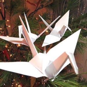 Large Christmas Tree Cranes, Origami Cranes, Large 9 Inch Tree Cranes, Origami Wedding, White Peace Crane, Origami Ornaments, Origami Crane image 4